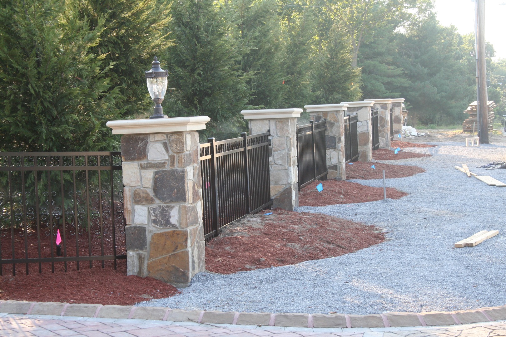 natural stone fence columns installed in New Jersey