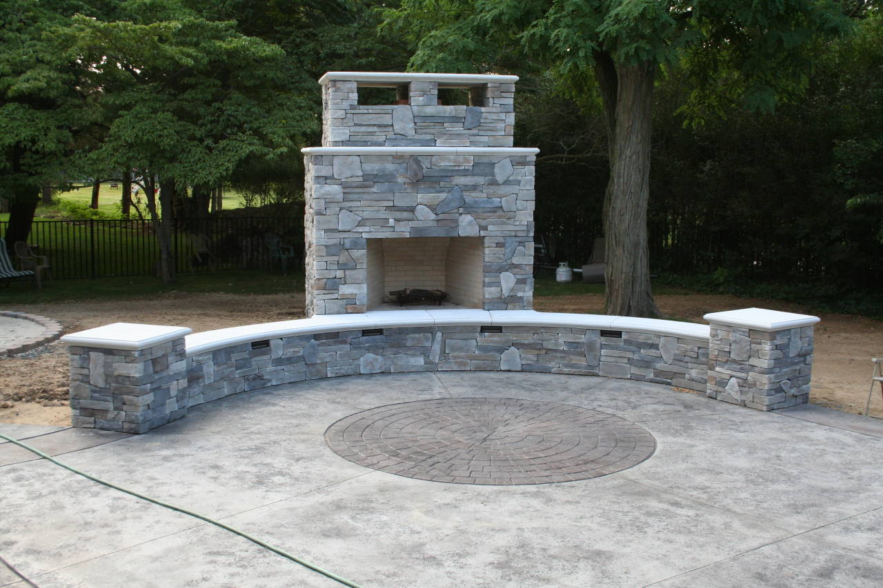 front view of outdoor fireplace in NJ